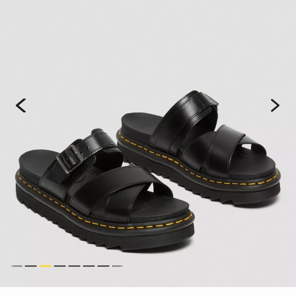 Dr. MARTENS RYKER BLACK LEATHER STRAP SLIDE SANDALS UNISEX MENS 4, WOMENS 5 - Picture 4 of 14